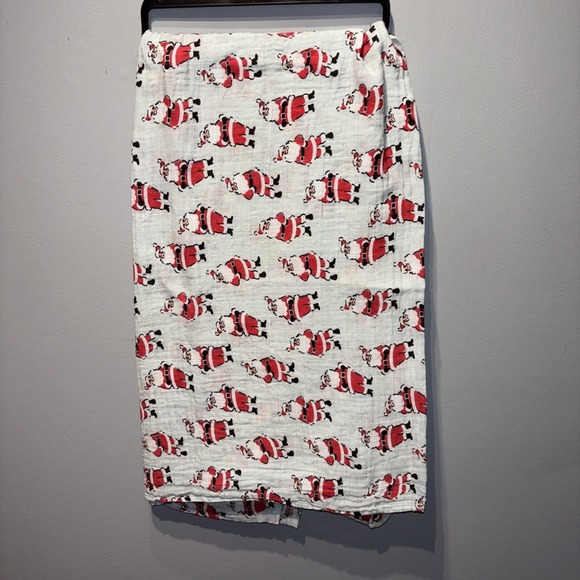 Mudpie Santa Muslin Swaddle Blanket 100% Cotton 47x47 Unisex First Christmas - Picture 1 of 3